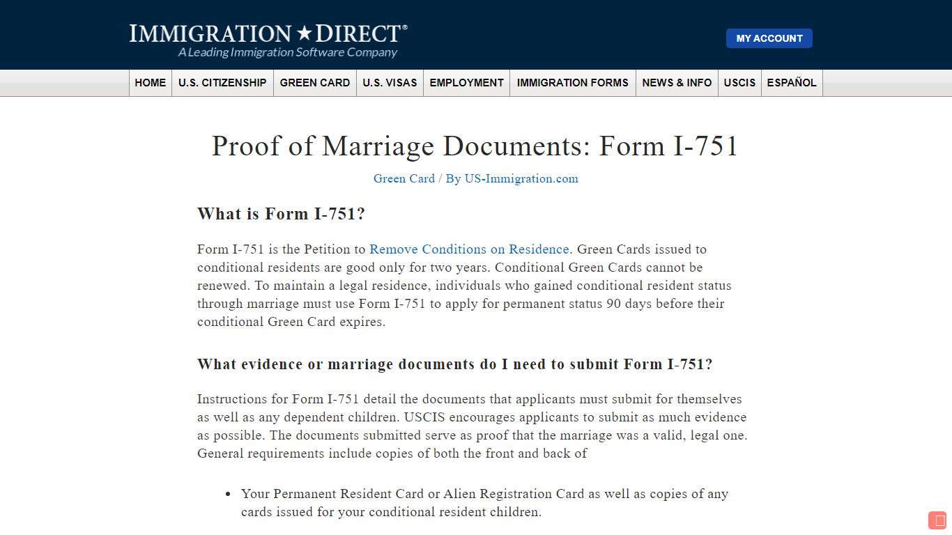 Proof Of Marriage Documents: Form I-751 - US Immigration Blog